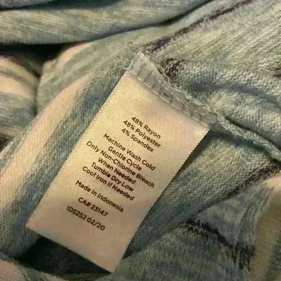 T by Talbots Midi Dress Size MP Drawstring Waist Blue Stripes Knit Stretch - Picture 10 of 10